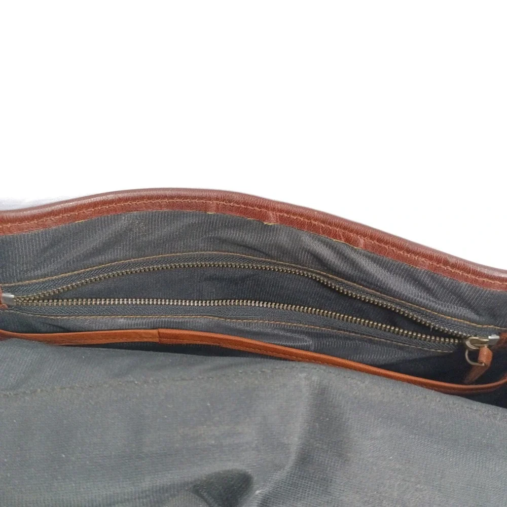 Unbranded Brown Leather Messenger Bag Crossbody Satchel 14x11 s10